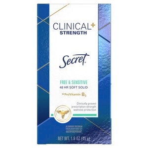 Secret Clinical Strength 48-Hour Antiperspirant & Deodorant Stick, Free & Sensitive, 1.6 OZ