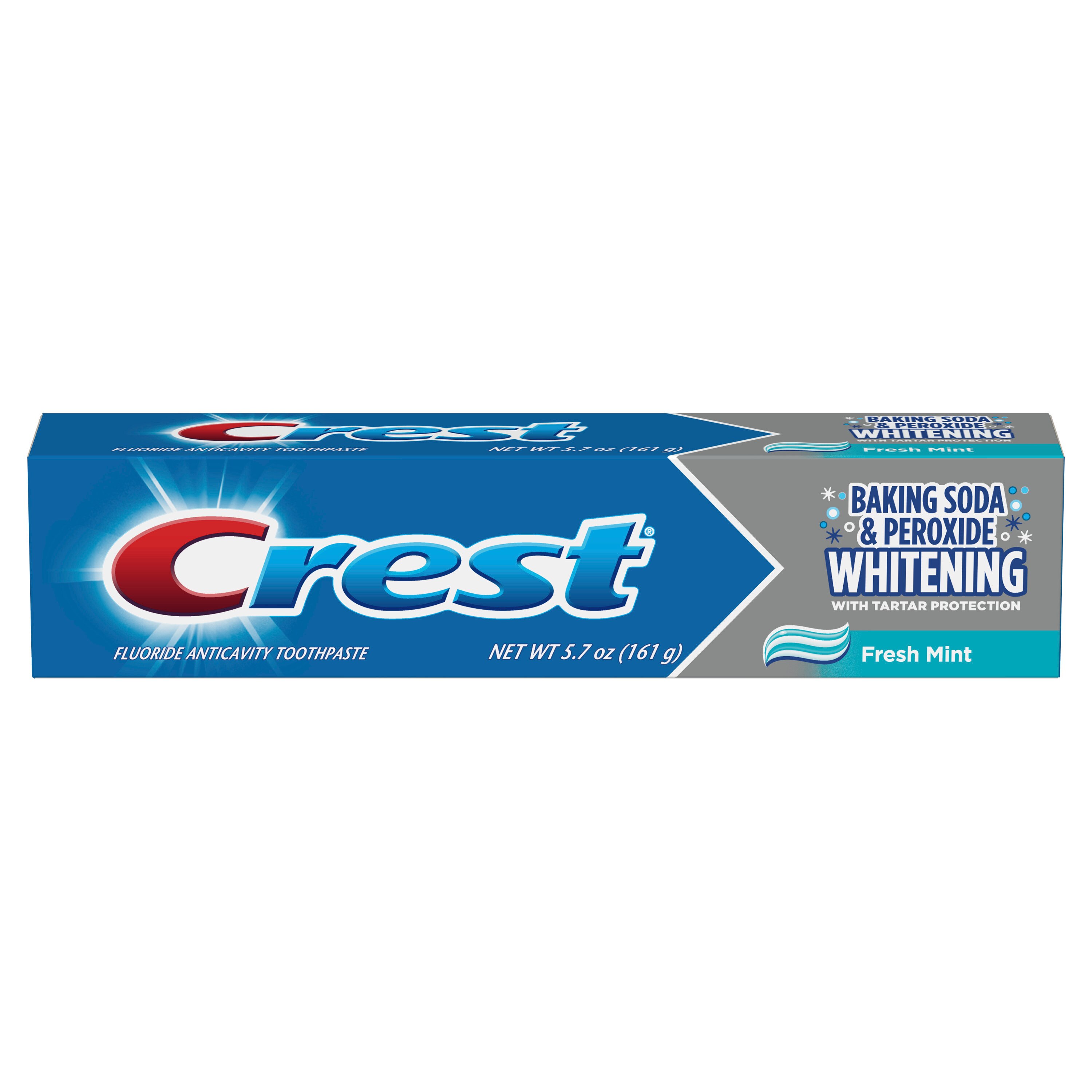Crest Baking Soda and Peroxide Whitening Fluoride Toothpaste with Tartar Protection, Fresh Mint, 5.7 OZ