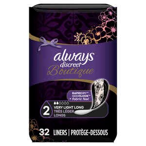 Always Discreet Boutique Incontinence Liners 2 Drop Light Long 32ct