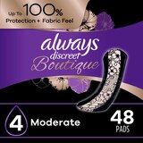 Always Discreet Boutique Incontinence Pads 4 Drop Moderate Regular 48ct, thumbnail image 1 of 9