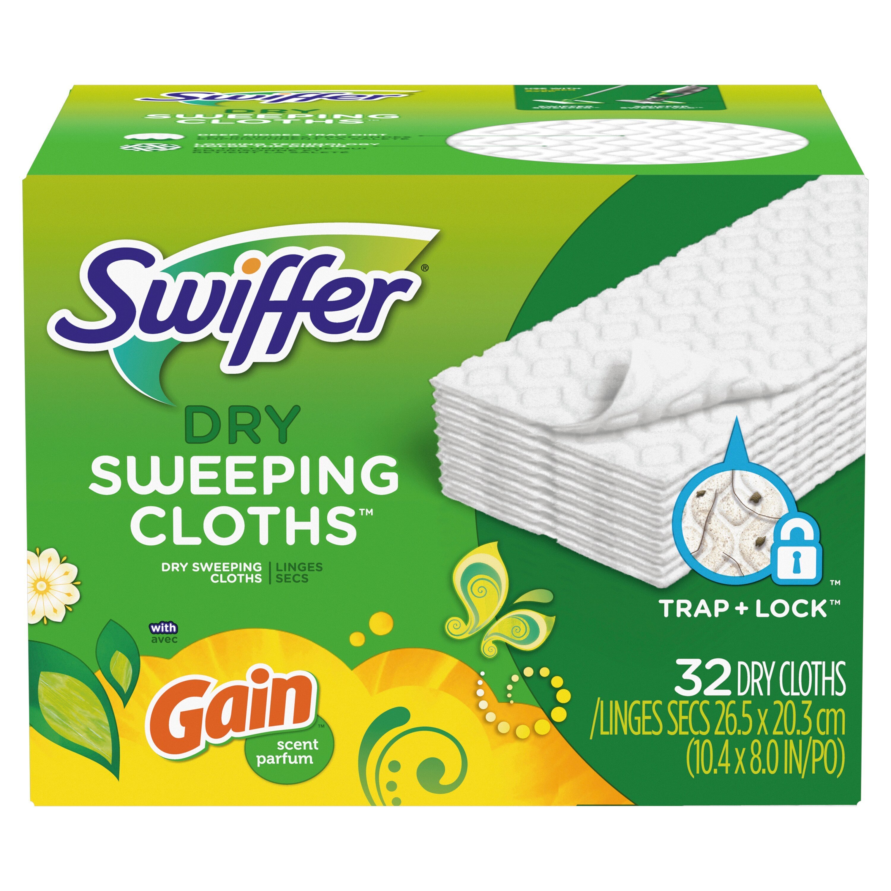 Swiffer Sweeper Dry Sweeping Cloth Refills with Gain Scent, 32 ct