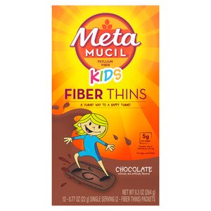 Metamucil Chocolate Kids Fiber Thins Fiber Supplement, 12 Servings, 12 CT