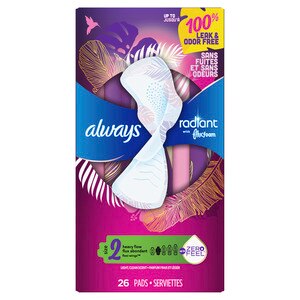 Always Radiant Size 2 Pads with Wings, Scented, Heavy