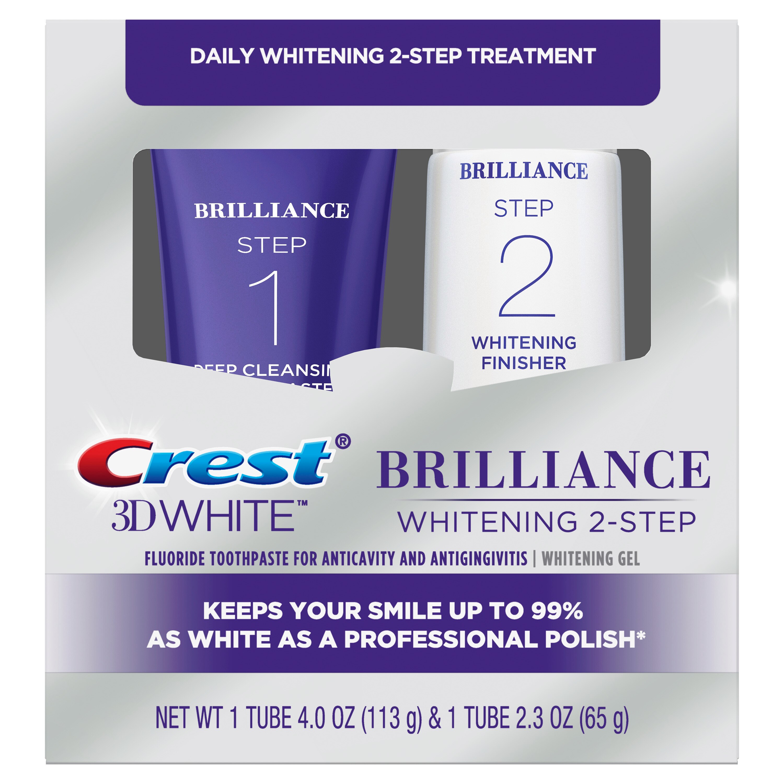 Crest 3D White Brilliance Daily Whitening 2-Step Treatment