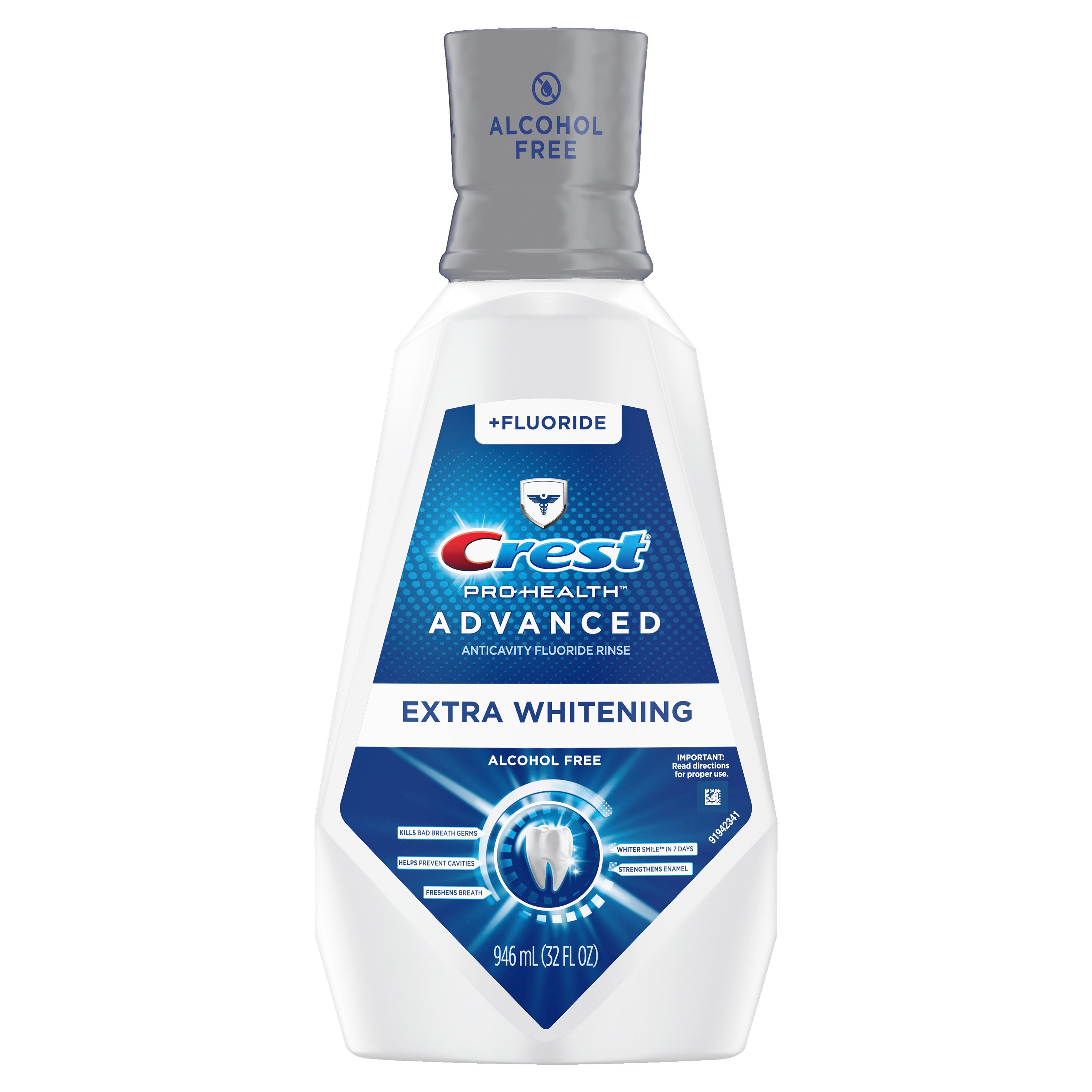 Crest Pro-Health Advanced Extra Whitening Anticavity Fluoride Rinse, Alcohol-Free, 32 OZ
