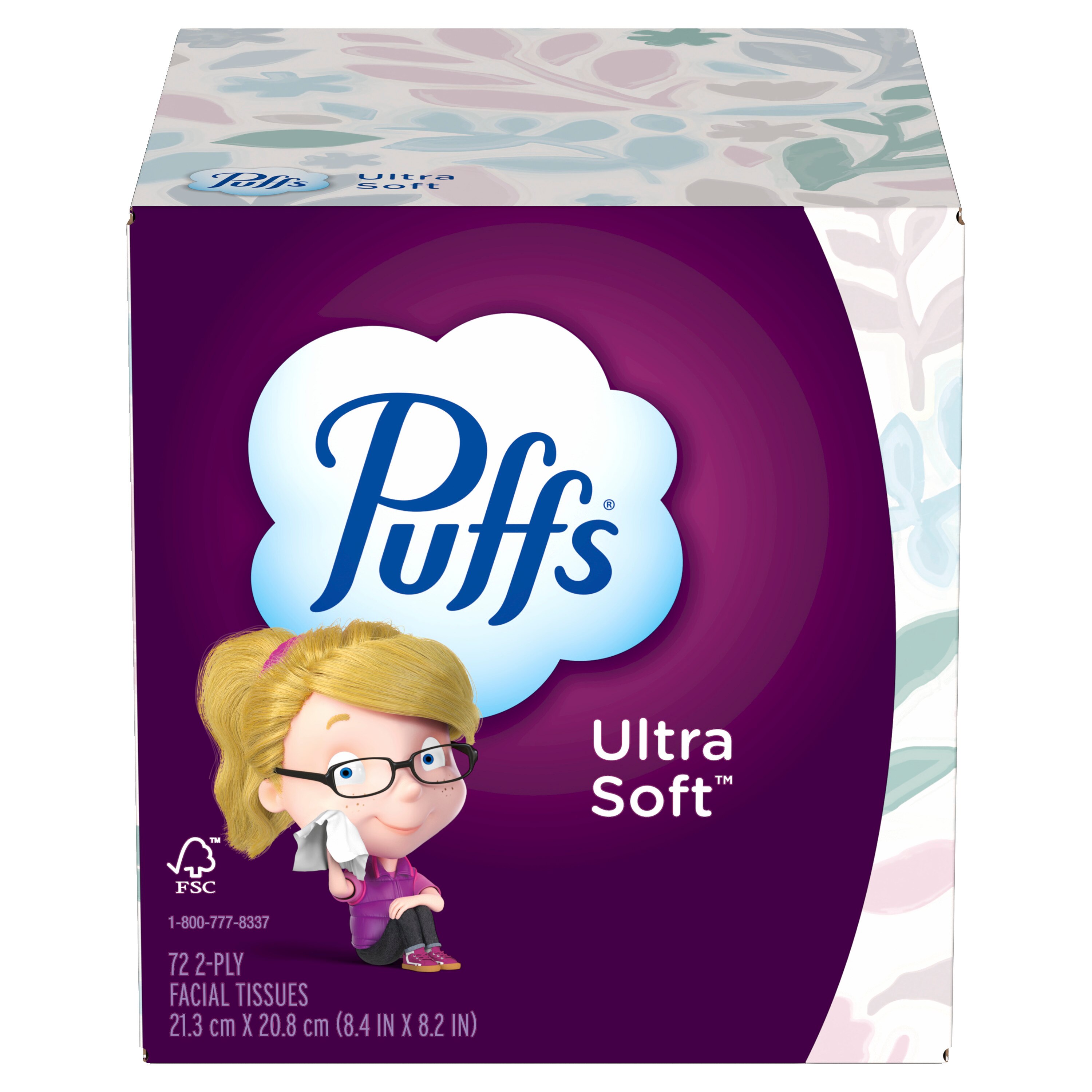 Puffs Ultra Soft Facial Tissues, 1 Mega Cube Box, 72 Facial Tissues Per Box