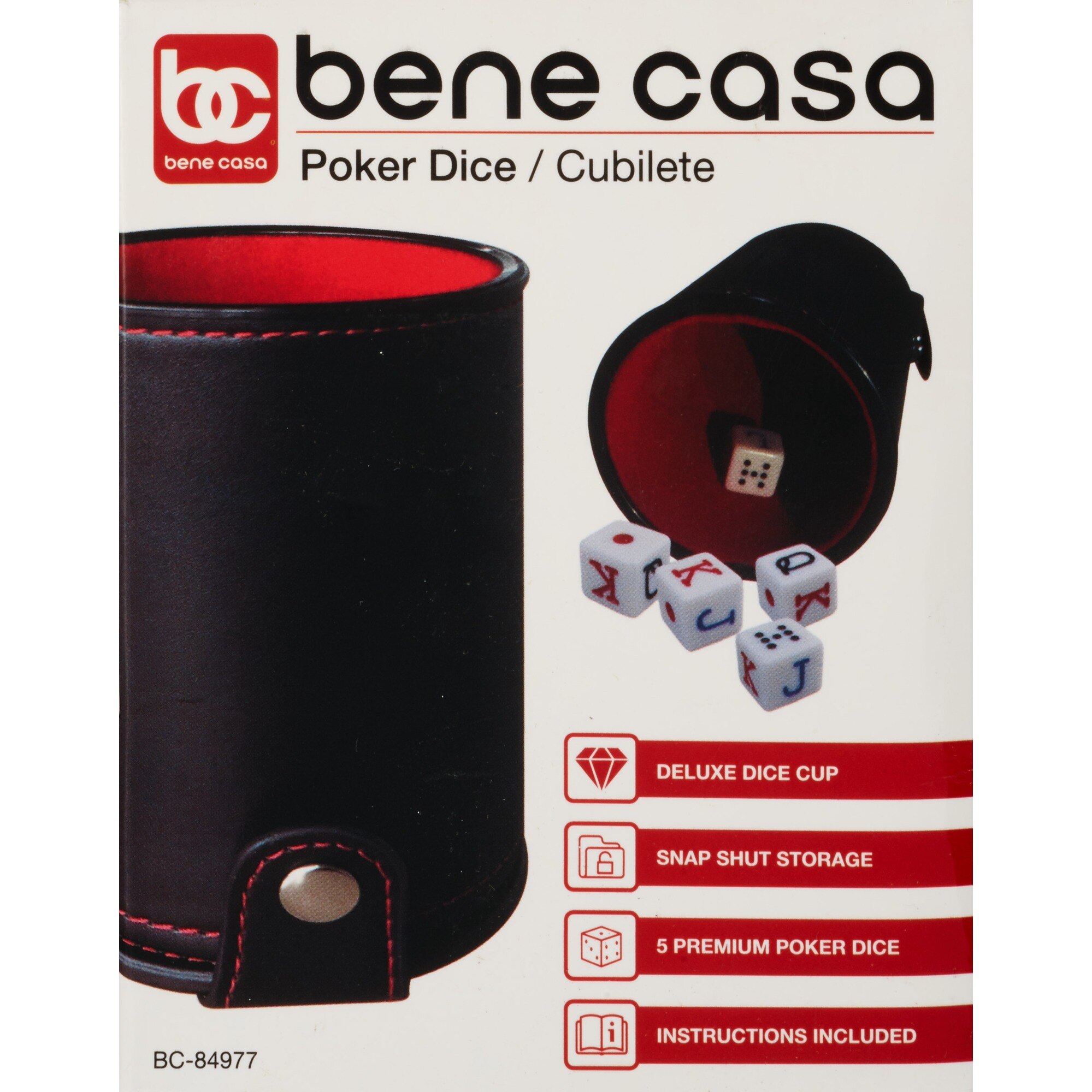 Bene Casa Cubilete Dice Cup, 5 Poker Dice