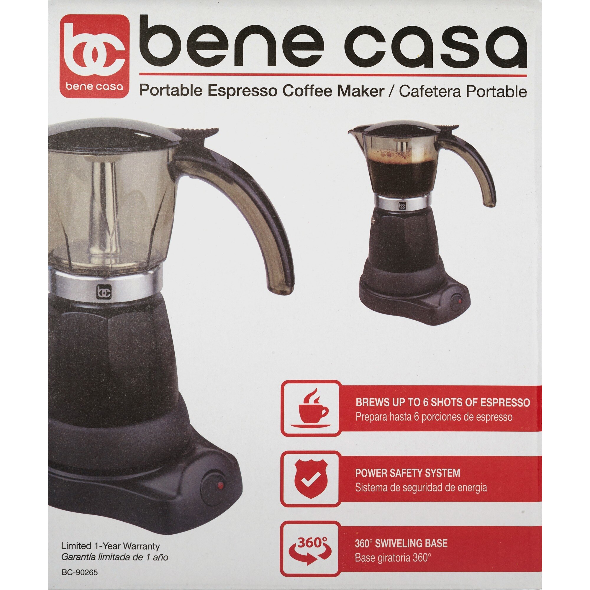 Bene Casa Electric Espresso Maker/Cafetera, Black, 6 CUP