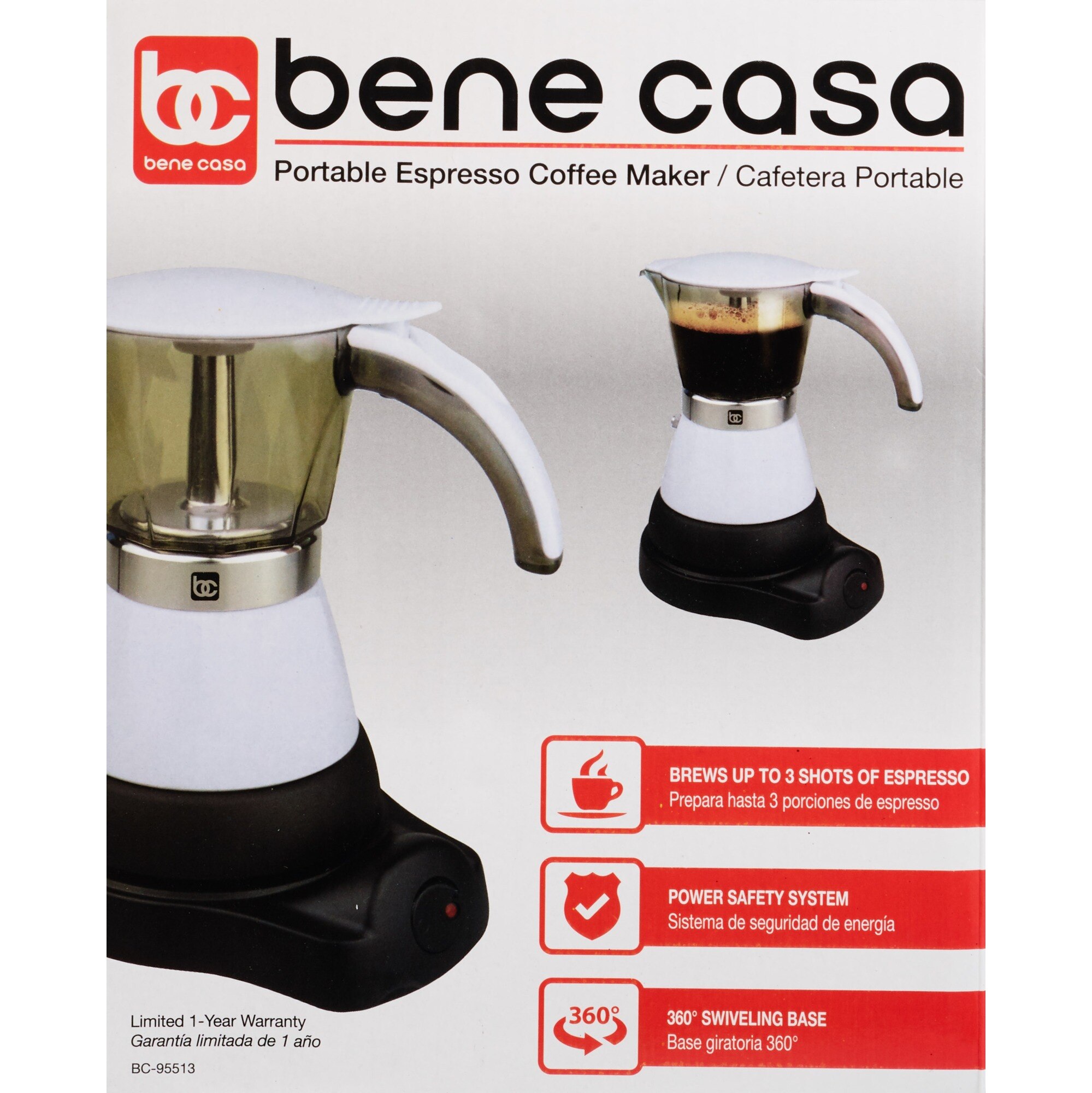 Bene Casa Electric Espresso Make/Cafetera, White, 6 CUP