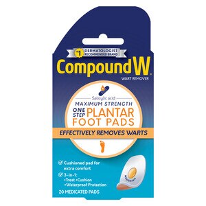 Compound W Maximum Strength One Step Plantar Medicated Foot Pads, 20 CT