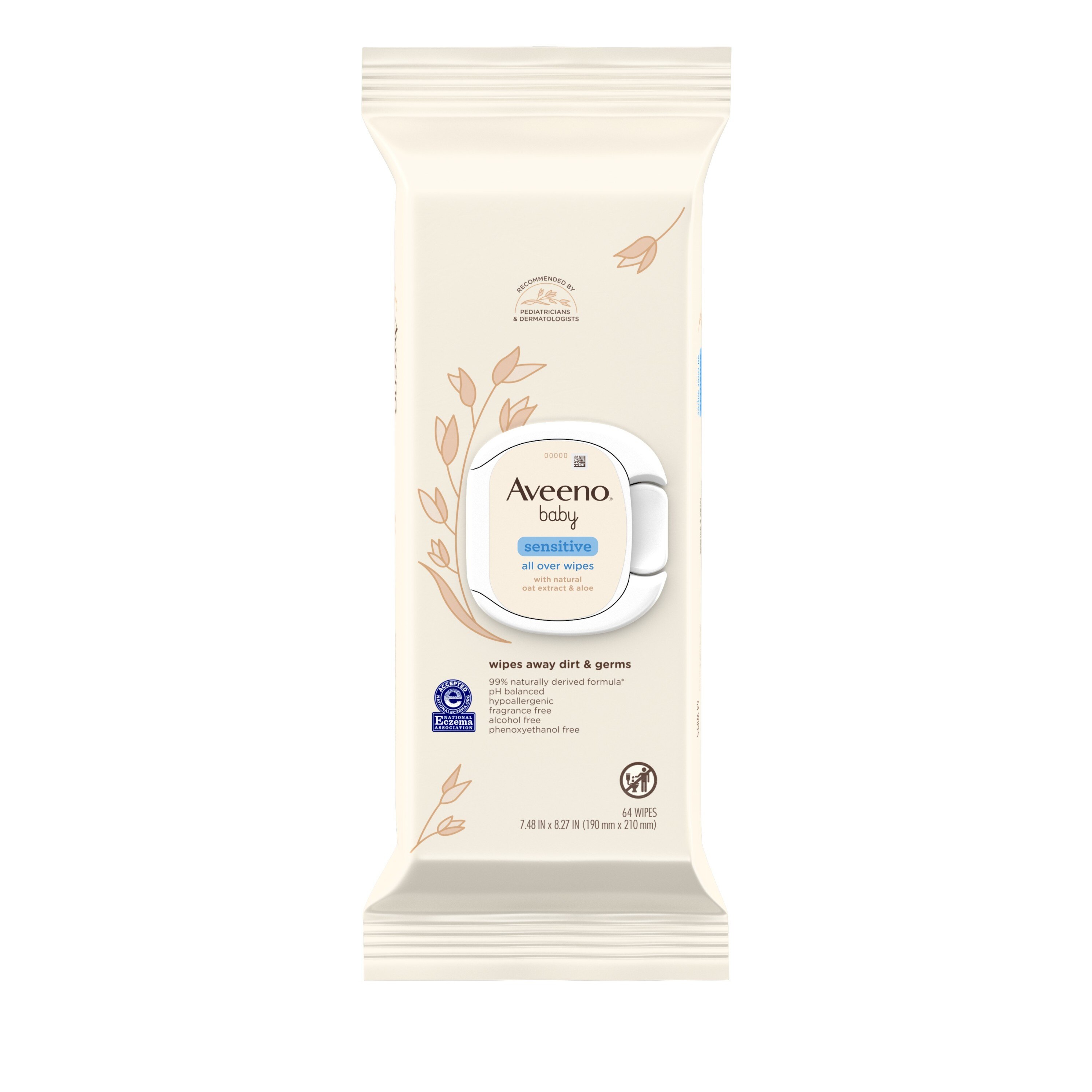 Aveeno Baby Sensitive All Over Wipes, 64 CT