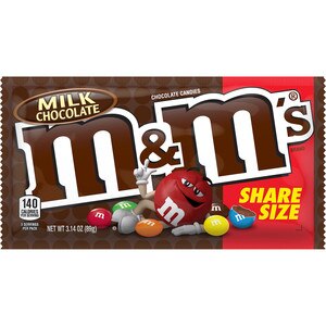 M&M'S Milk Chocolate Candy, Share Size, 3.14 oz Bag