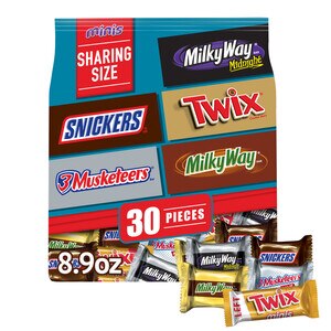 Snickers, Twix, Milky Way & 3 Musketeers Variety Pack Milk & Dark Chocolate Candy Bars, 30 Pieces