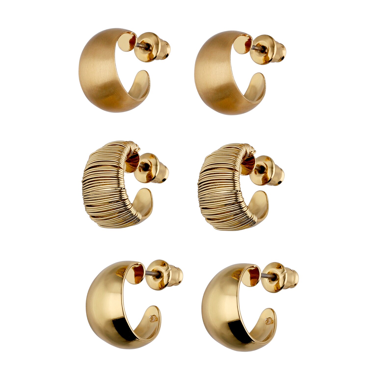 I AM Jewelry Casual-Simple Creole Earring Set, Gold, 6CT