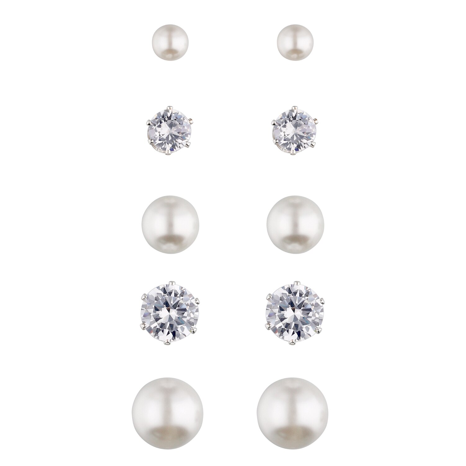 I AM Jewelry Pearl Silver Earring Set, 10CT