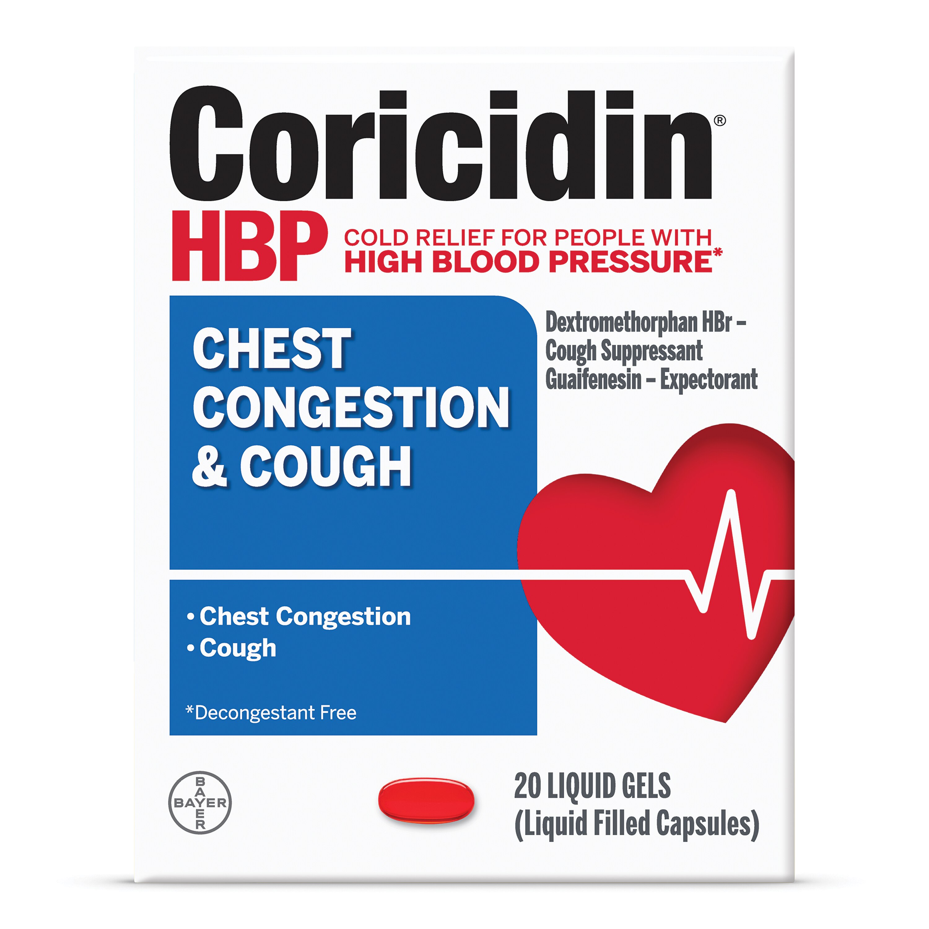 Coricidin HBP Chest Congestion & Cough Softgels, 20 CT