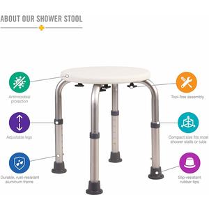 HealthSmart Compact Lightweight Shower Stool with Germ Protection