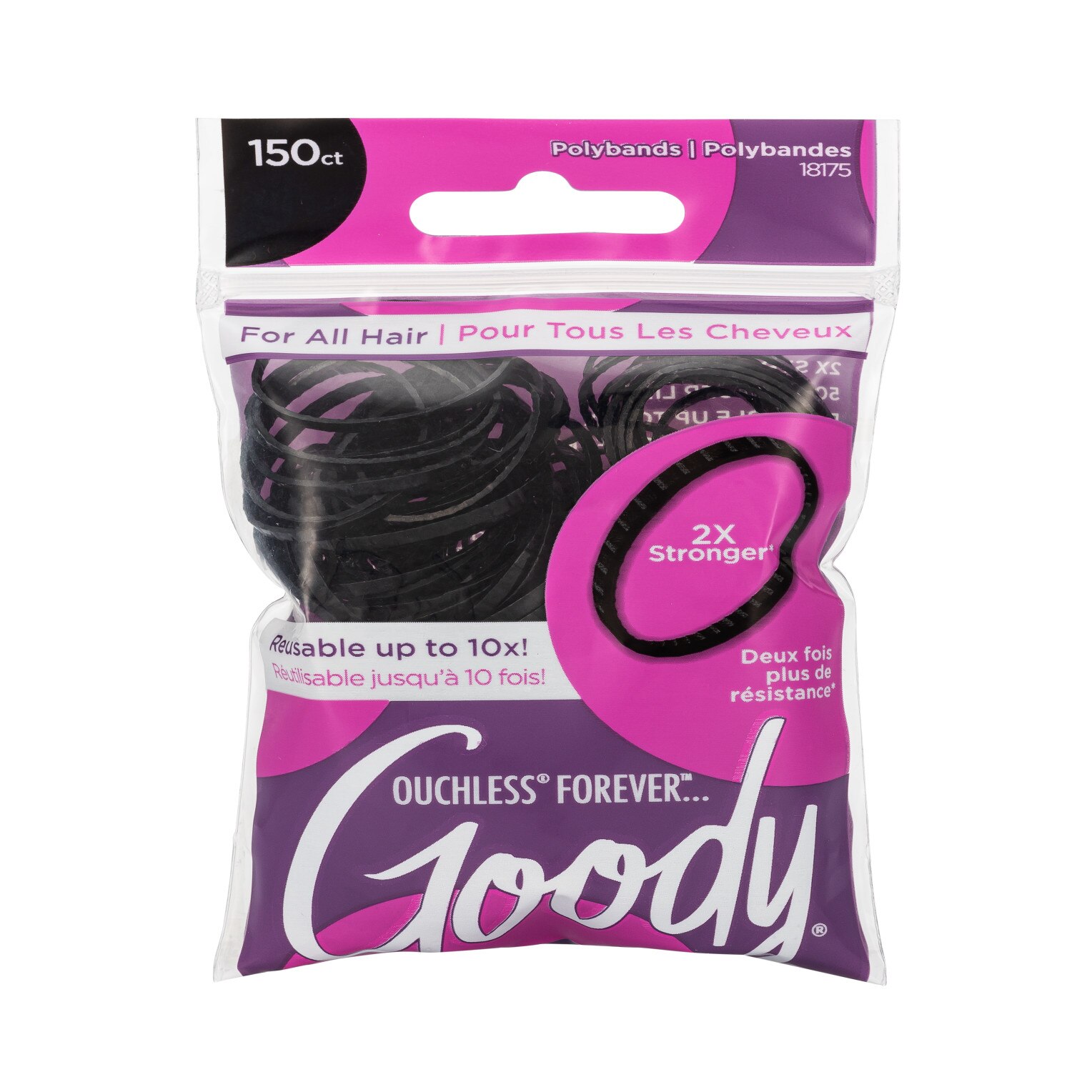 Goody Forever Polybands, Black, 150 CT