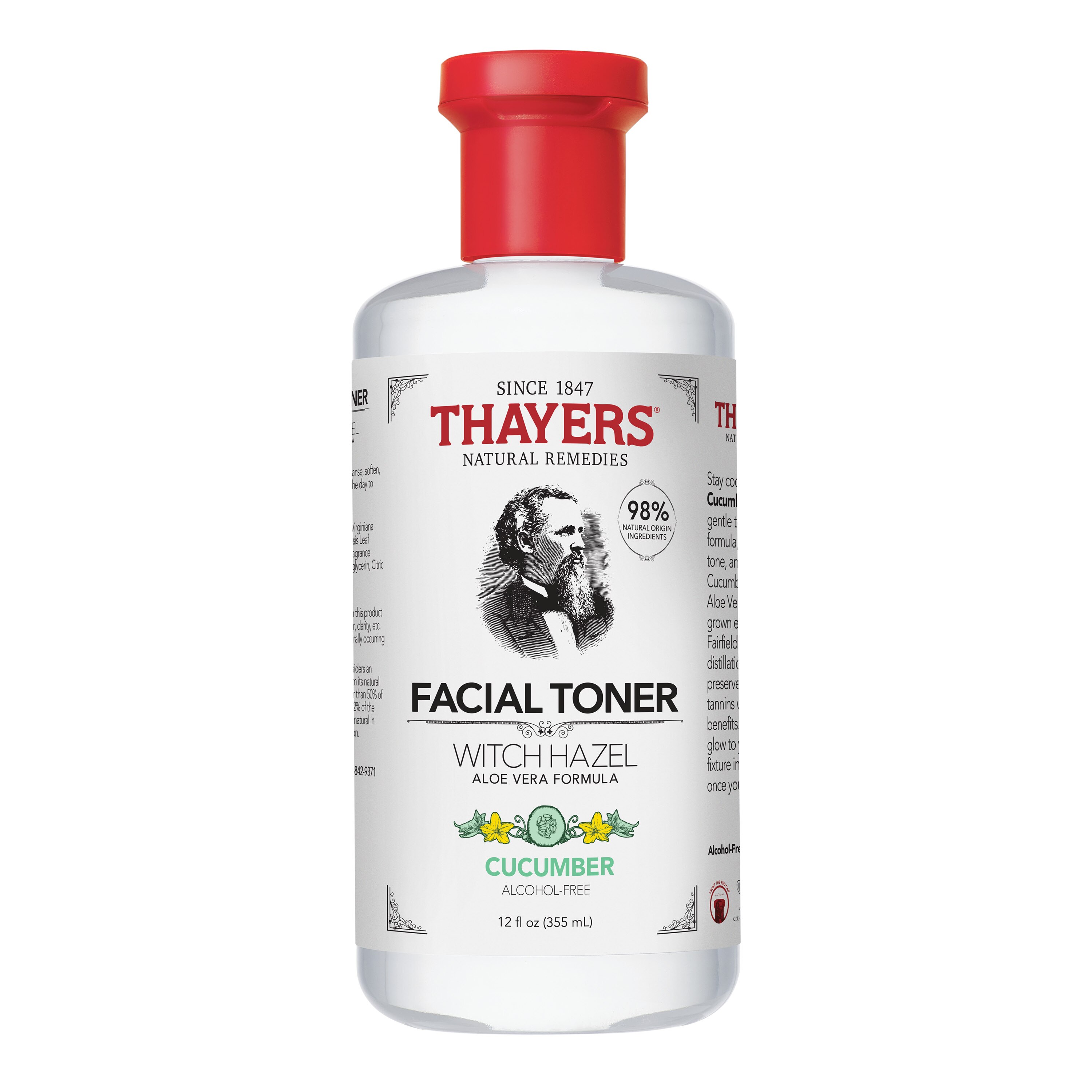 Thayers Alcohol-Free Rose Petal Witch Hazel Toner with Aloe Vera, 12 OZ