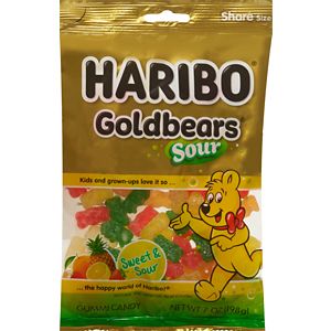 Haribo Gold Bears Gummi Candy Sour, 7 oz