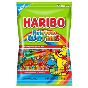 Haribo Rainbow Worms Gummi Candy, 8 oz