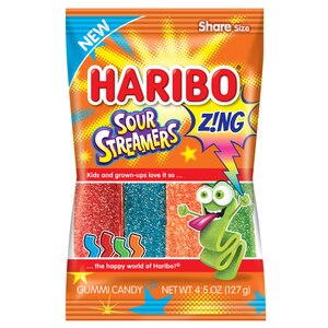 Haribo Z!NGS Streamers Sour Gummi Candy, 4.5 oz