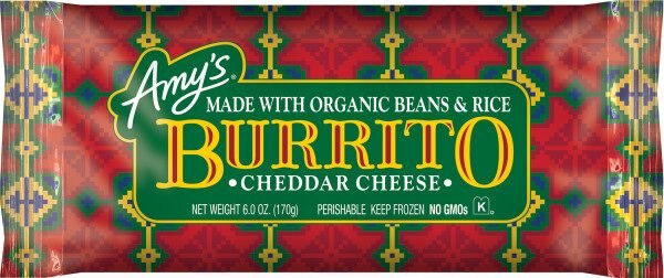 Amy's Frozen Bean & Cheese Burrito, 6 oz