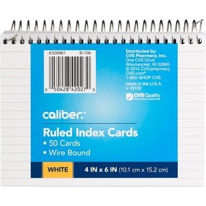 Caliber Ruled Index Cards Wire Bound