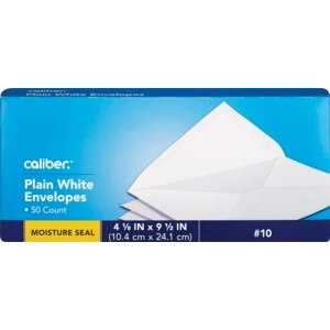 Caliber Plain White Moisture Seal Envelopes, 50 ct