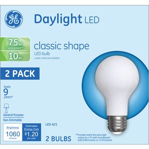 GE LED Classic Daylight A21 Light Bulbs, 10w, 2 CT