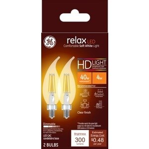 GE Relax HD 40W Soft White LED Light Bulbs, LED CAM, 2 CT