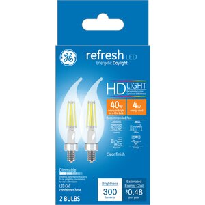 GE Refresh HD 40W Clear LED Light Bulbs, LED CAC, 2 CT