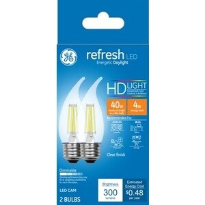 GE Refresh HD 40W Clear LED Light Bulbs, LED CAM, 2 CT