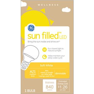 GE Sun Filled Soft White 60W Replacement LED A21 Light Bulb, 1 ct
