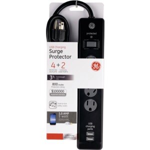 GE Lighting - PL 3 Outlet Surge Protector With USB Charging 3 Standard Outlets + 2 Charging USB Ports