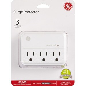 GE General Purpose 3-Outlet Surge Protector, White