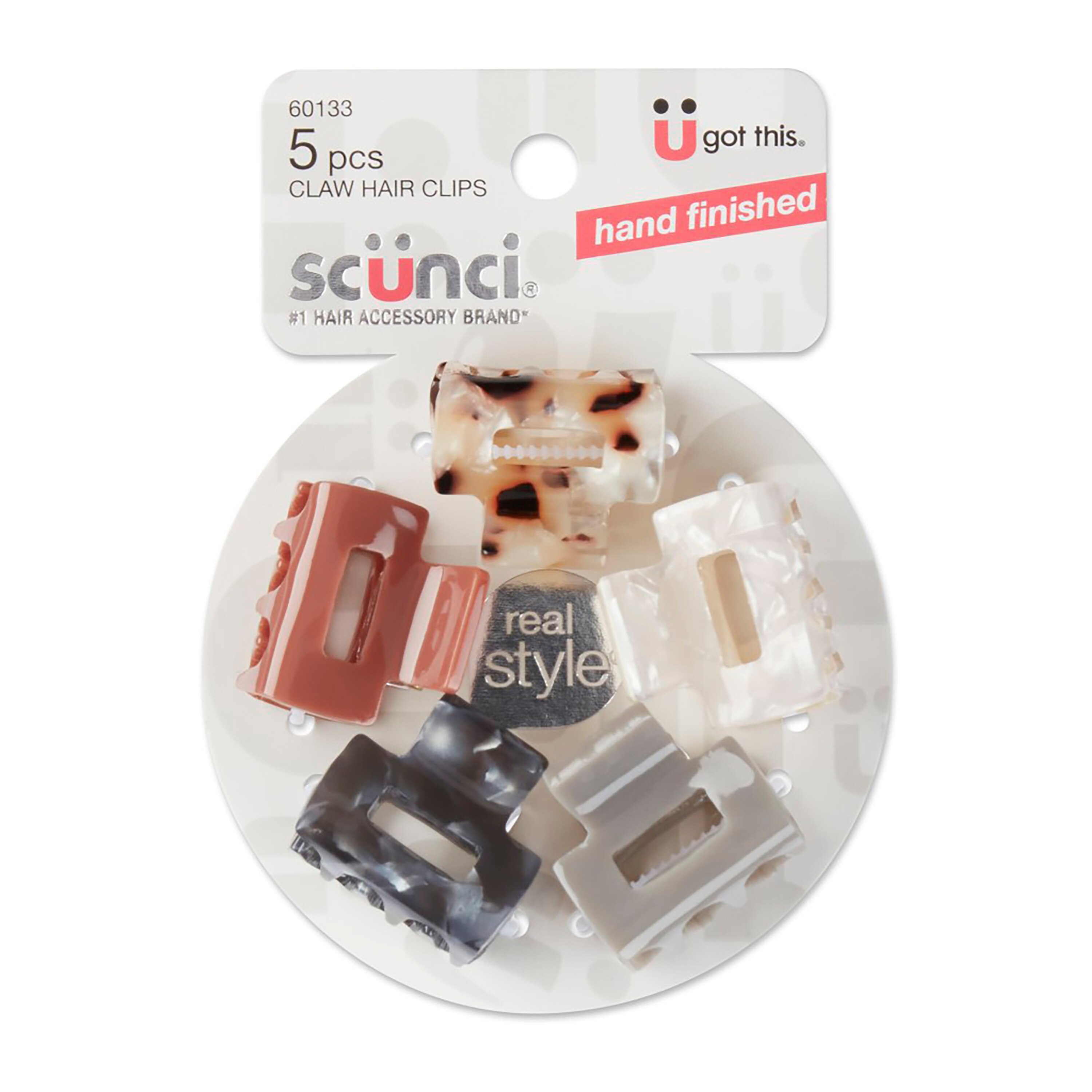 Scunci Mini Open Cut Claw Clips 5pk