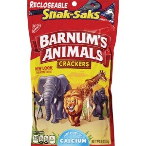 Barnum's Animal Crackers, Recloseable Snak-Saks, 8 oz