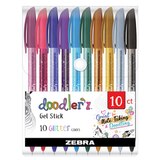 Zebra Pen Doodlerz Gel Stick Pen, 1.0mm Medium, Assorted Glitter Colors, 10 CT, thumbnail image 1 of 3