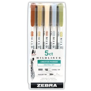 Zebra Mildliner Double Ended HL Neutral Palette 5 pk