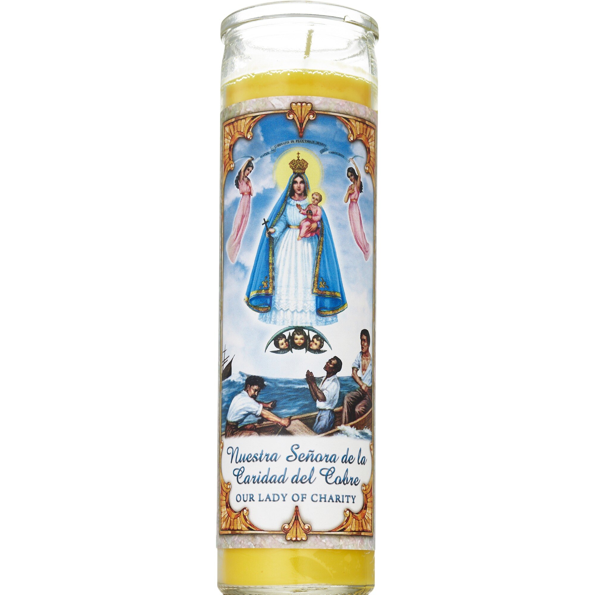 Prayer Candle, Caridad Del Cobre Yellow Wax, 8"