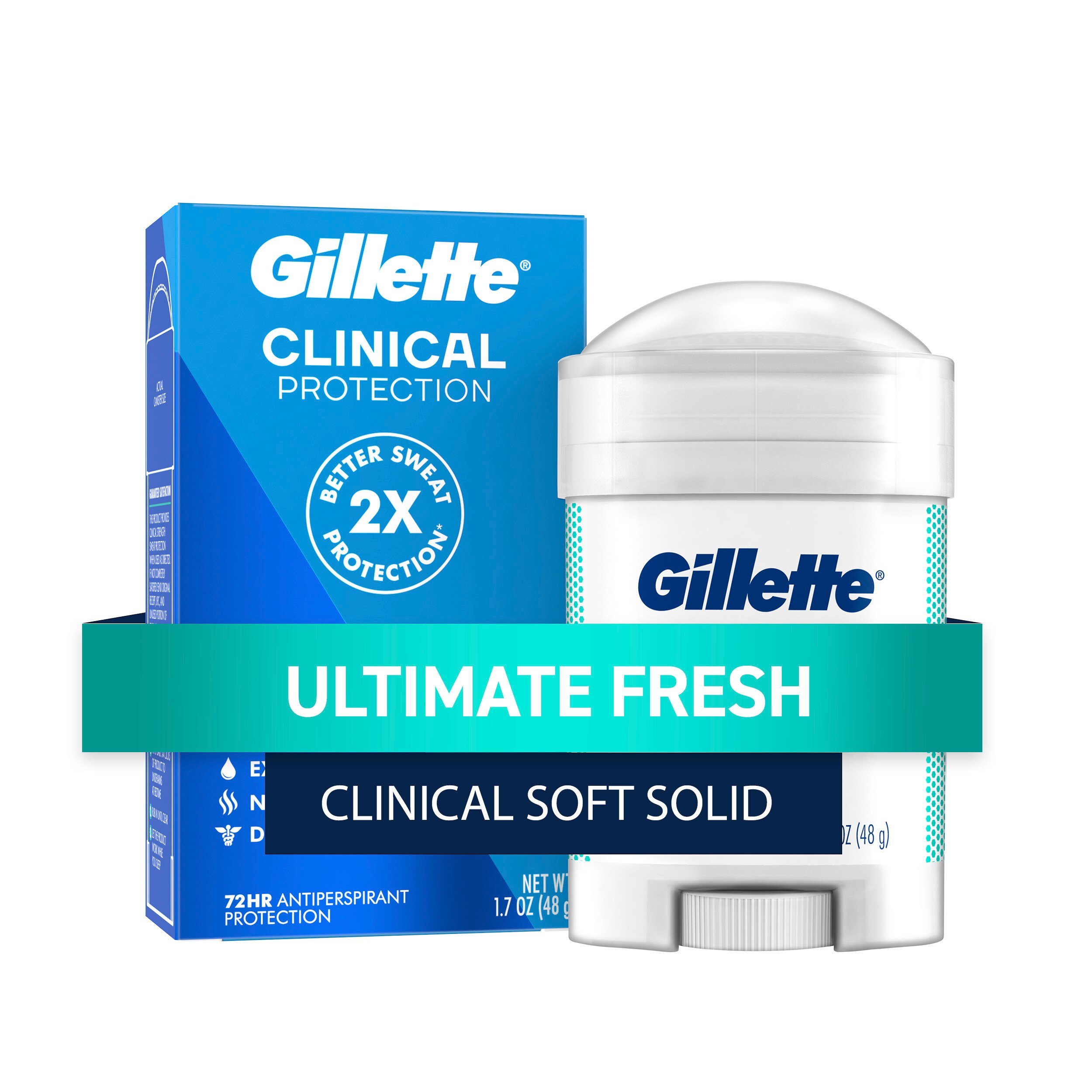 Gillette Clinical Protection 72-Hour Antiperspirant & Deodorant Stick, Ultimate Fresh, 1.7 OZ
