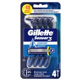 Gillette Sensor3 3-Blade Disposable Razors, 4 CT, thumbnail image 2 of 8