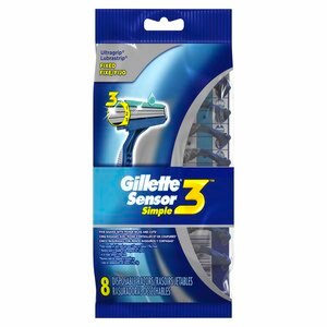 Gillette Sensor Simple, 3 Disposable Razors, 8CT