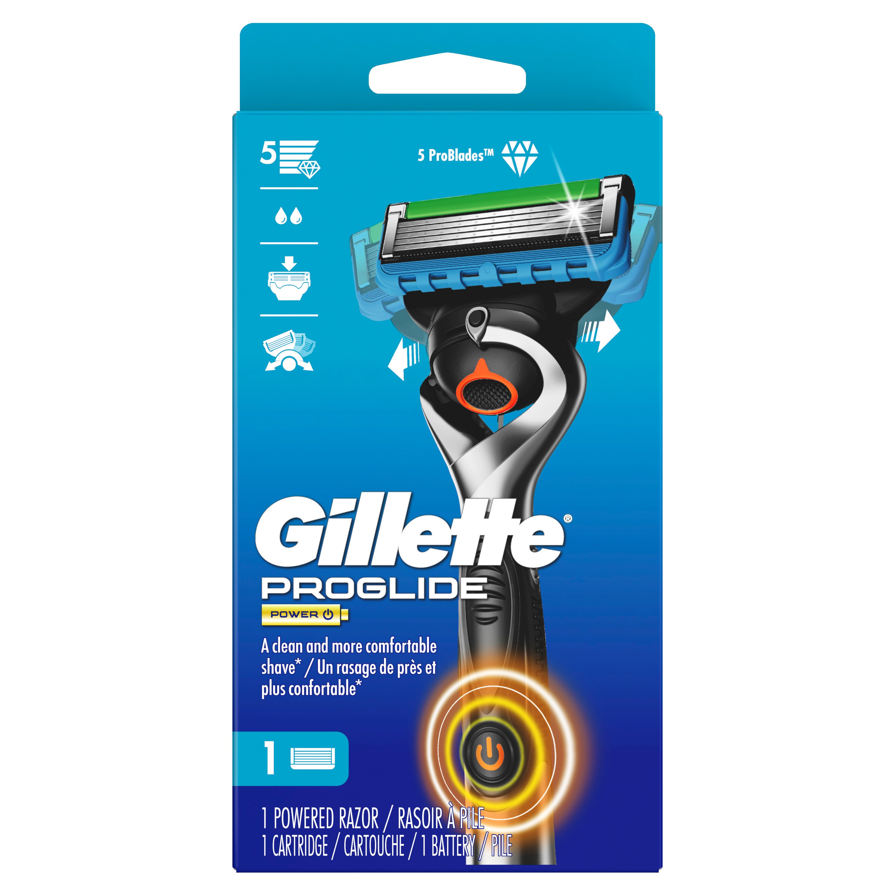Gillette ProGlide Power 5-Blade Razor + 1 Razor Blade Refill