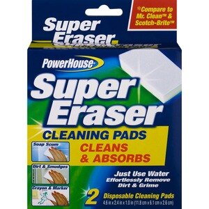PowerHouse Super Eraser Cleaning Pads, 2 Disposable Cleaning Pads