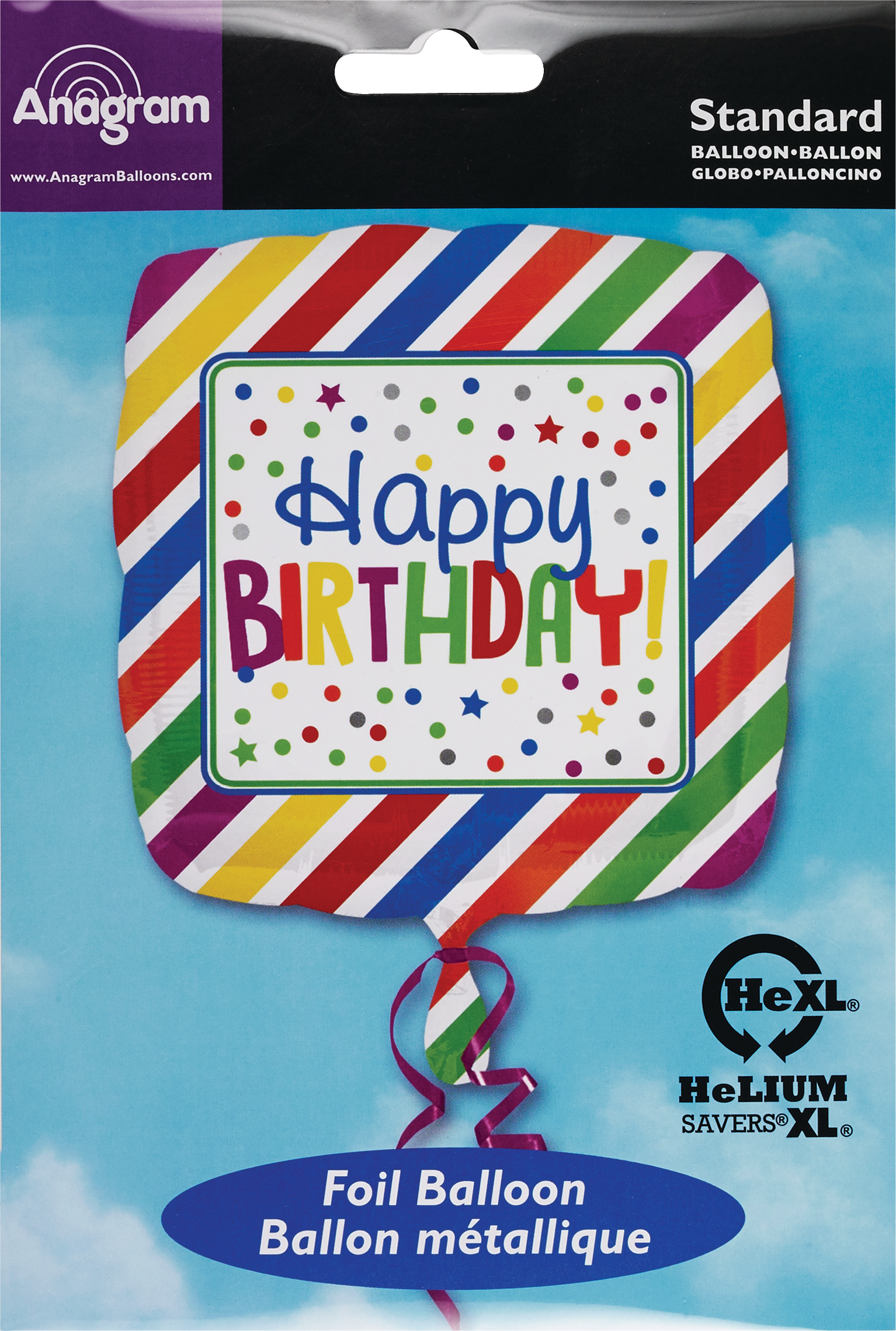 Anagram Square Foil Balloon, Happy Birthday, 17 in