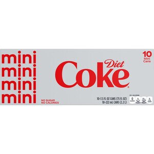 Diet Coke Soda Soft Drink, 7.5 OZ Cans, 10 PK