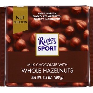 Ritter Sport Milk Chocolate with Whole Hazelnuts, 3.5 oz