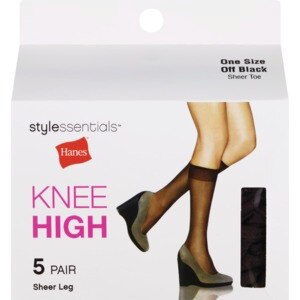 Style Essentials by Hanes Knee High Sheer Toe, 5 Pairs